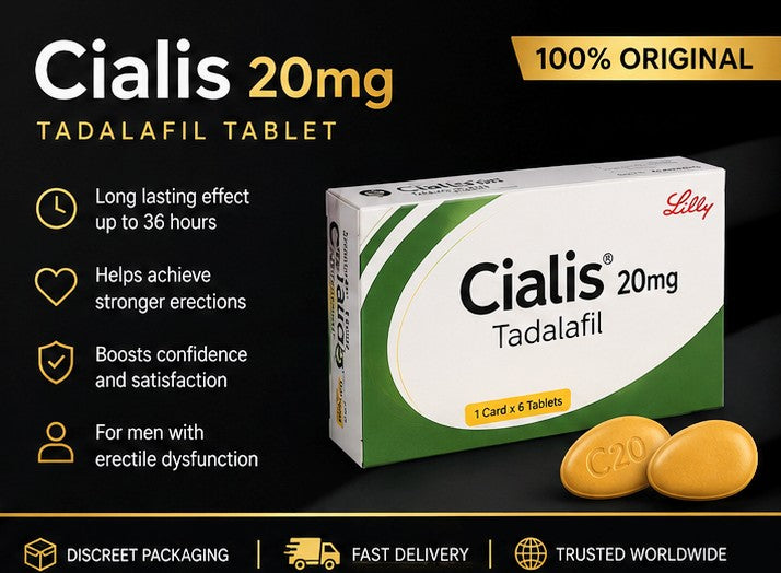 Cialis 20mg (Tadalafil) Tablets – Original & Genuine | Up to 36 Hours Effect | Premium Quality