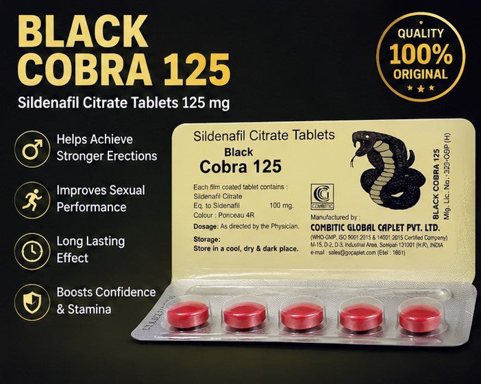 Black Cobra 125 Sildenafil Citrate Tablets 100mg – Original Quality | ED Treatment Support
