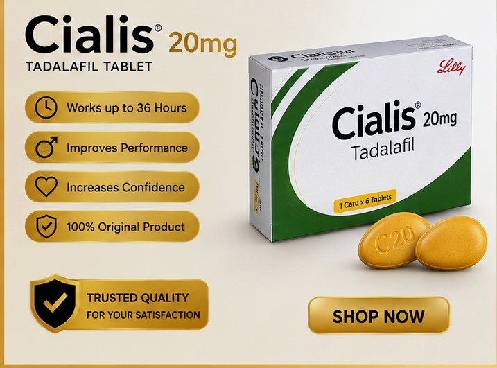 Cialis 20mg (Tadalafil) Tablets – Original & Genuine | Up to 36 Hours Effect | Premium Quality