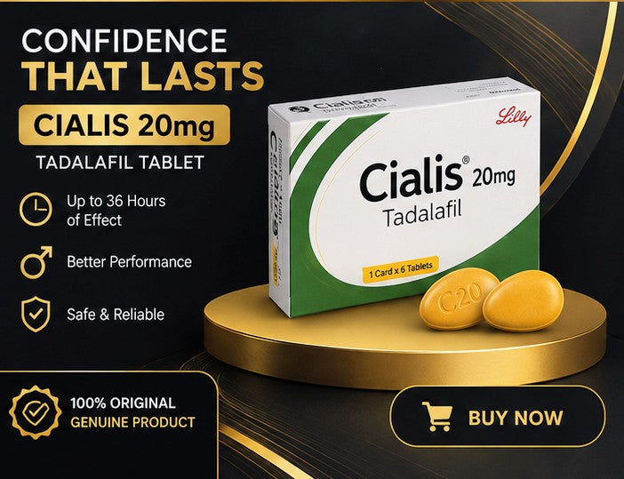 Cialis 20mg (Tadalafil) Tablets – Original & Genuine | Up to 36 Hours Effect | Premium Quality
