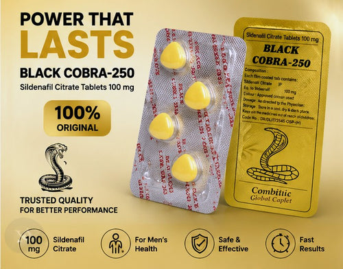 Black Cobra-250 Sildenafil Citrate 100mg Tablets – Premium Performance Support | Original Quality