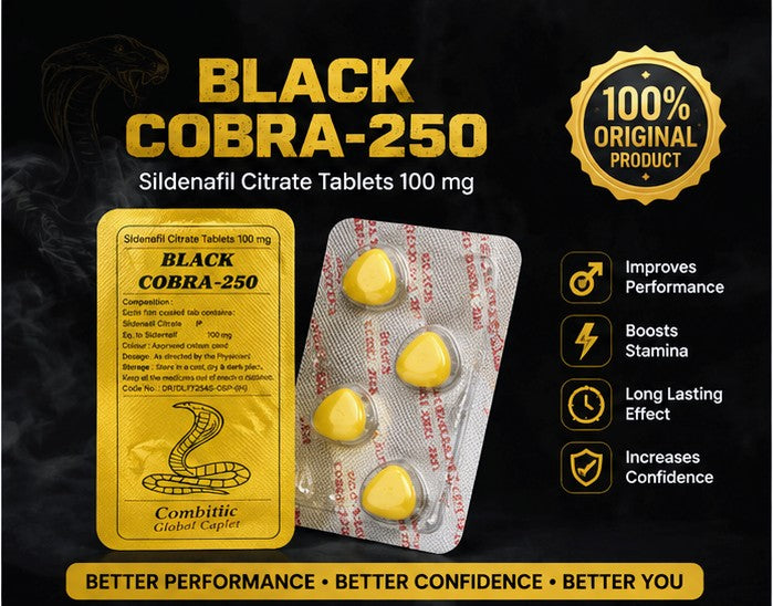 Black Cobra-250 Sildenafil Citrate 100mg Tablets – Premium Performance Support | Original Quality